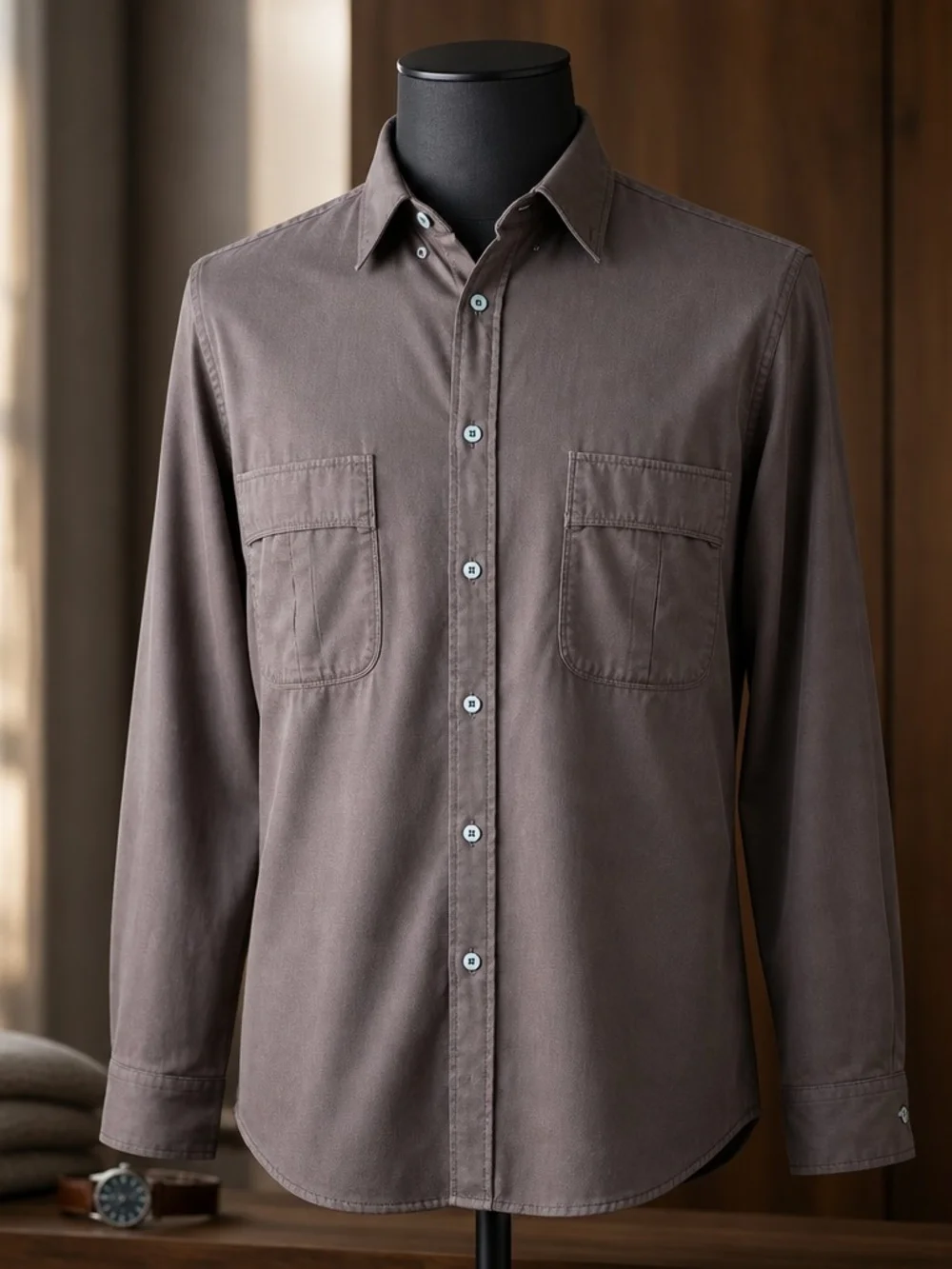 Gucci Chocolate Brown Casual Button Down Shirt 100% Cotton Size 46